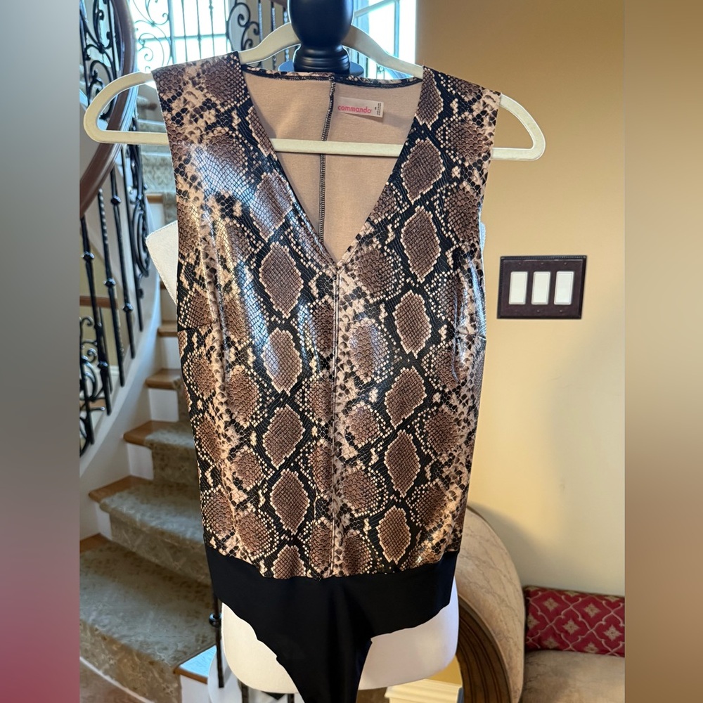 Commando Snake Print V-Neck Bodysuit